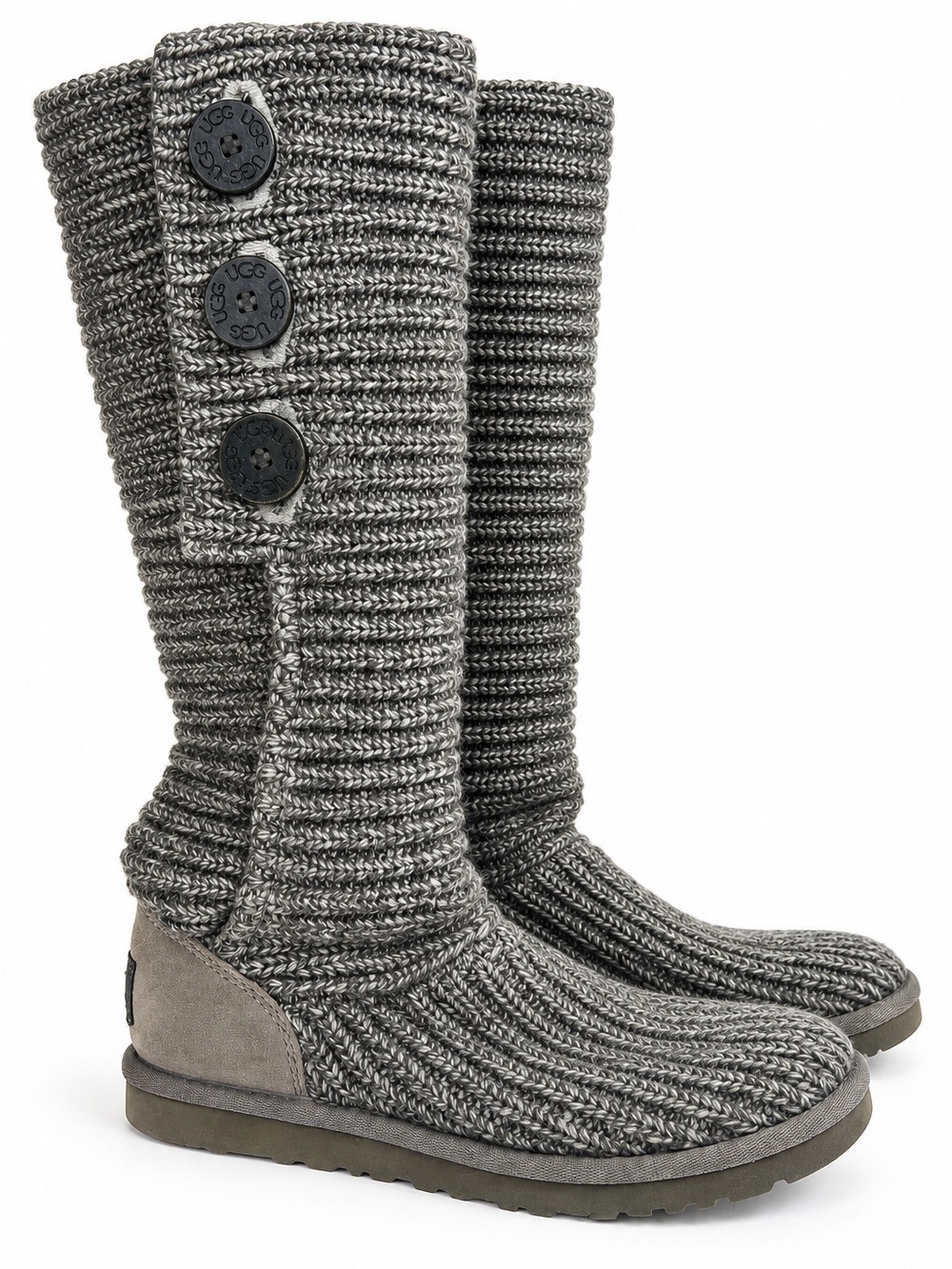 UGG Classic Cardy 5819 Grey Knit 3 Button Tall Boots Women’s Size 6